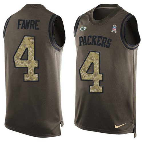 Nike Packers #4 Brett Favre Green Men's Stitched NFL Limited Salute To Service Tank Top Jersey